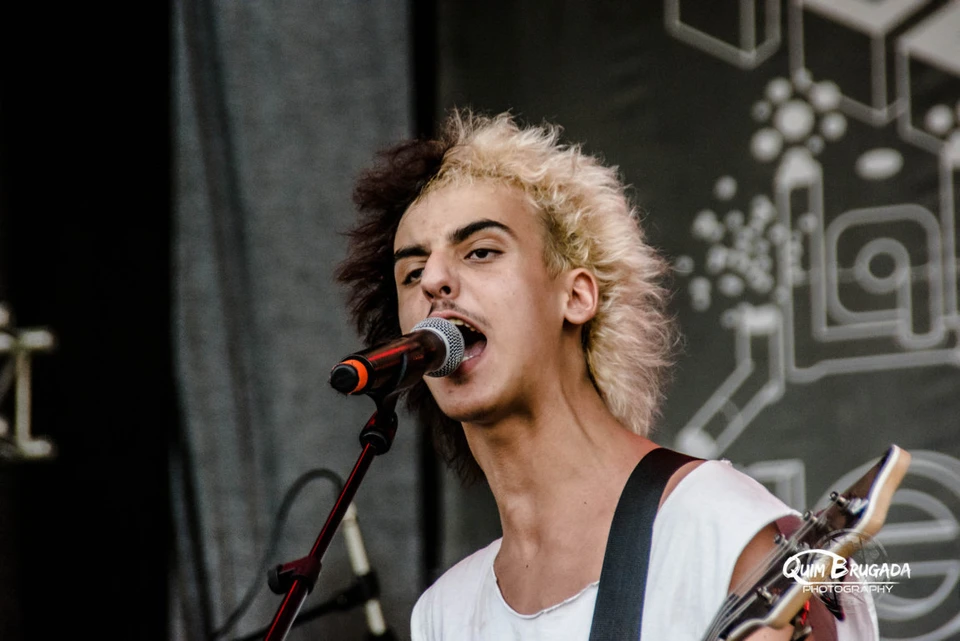 Velvet Exit — Portrait en concert du chanteur-bassiste, pas photographie collective